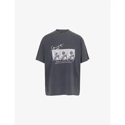 Anine Bing Womens Washed Black Ashton Graphic-print Cotton-jersey T-shirt In Gray