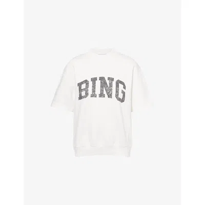 Anine Bing Short-sleeve Pullover In Soft French Terry In White