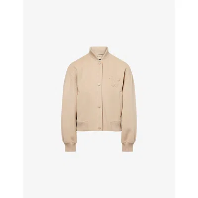 Weekend Max Mara Omens Camel Zelante Logo-embroidered Wool-blend Bomber Jacket In Multi