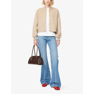 Weekend Max Mara Omens Camel Zelante Logo-embroidered Wool-blend Bomber Jacket In Multi