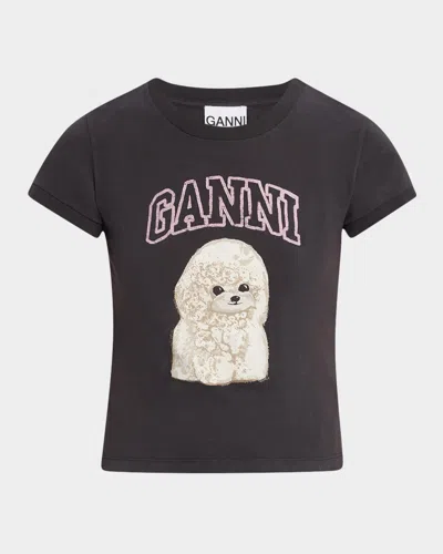 Ganni T-shirt In Cotone Ardesia   Donna In Black