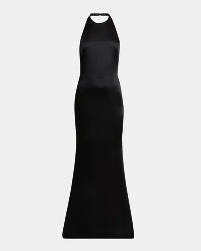 Givenchy Halter Neck Dress In Crepe And Satin In Black