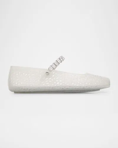 Jimmy Choo The Jelly Transparent Ballet Flats With Crystals In Transparent