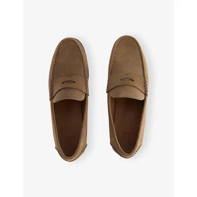 Dunhill Heddon Flex Suede Penny Loafers In Animal Print