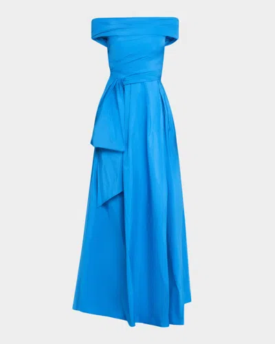 Talbot Runhof Long Dress Made Of Taffetas In Blue
