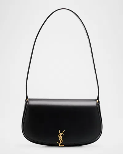 Saint Laurent Voltaire In Box Curved-handle Leather Shoulder Bag In Black