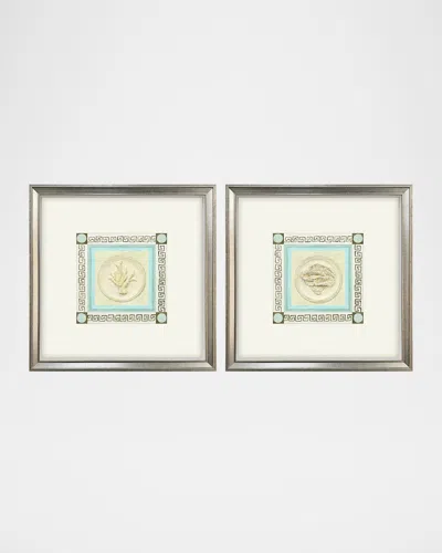 Paragon Decors Coral Circles I Hand-embellished Giclees, Set Of 2 In Multi