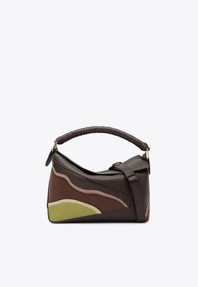 Loewe Puzzle Edge Small Leather Sholder Bag In Brown