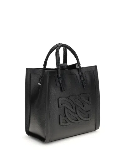 Casadei Love Leather Tote Strap Logo Embellished In Black