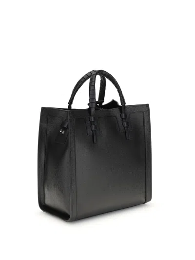 Casadei Love Leather Tote Strap Logo Embellished In Black