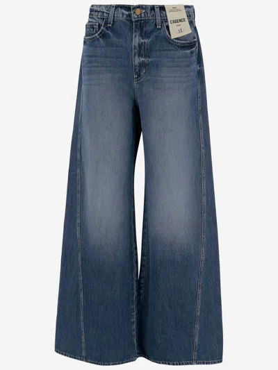 L'agence Split-seam Cotton Jeans In Blue