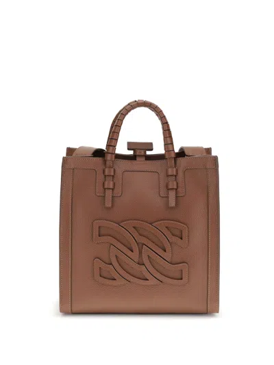 Casadei Brown Calf Leather Bos Taurus Shoulder Bag In Brown