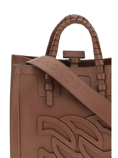 Casadei Brown Calf Leather Bos Taurus Shoulder Bag In Brown