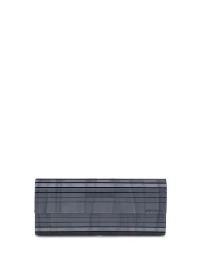 Jimmy Choo Linear Structure Clutch Bag In Gray