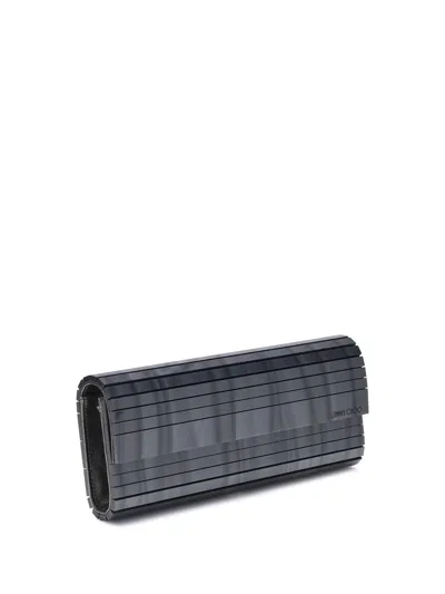 Jimmy Choo Linear Structure Clutch Bag In Gray