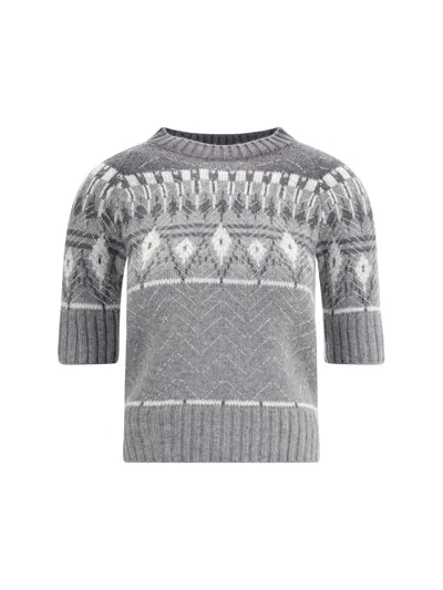 Ermanno Scervino Short Sleeved Sweater In Gray