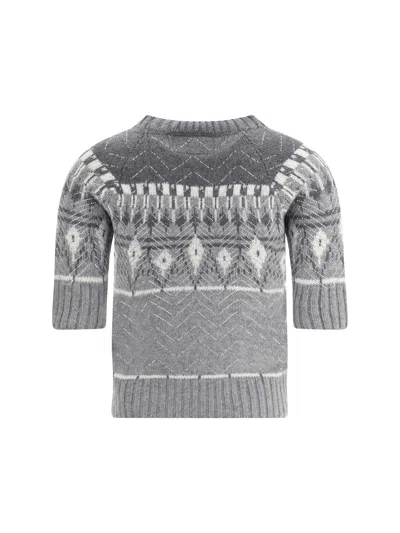 Ermanno Scervino Short Sleeved Sweater In Gray