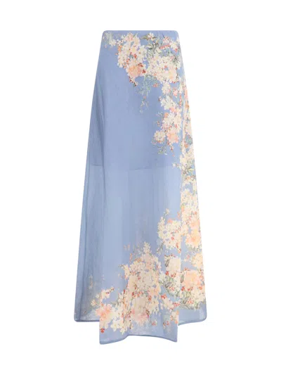 Zimmermann "cascadian" Skirt In Blue