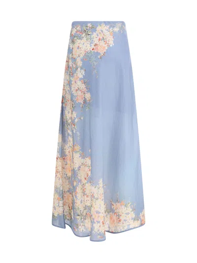 Zimmermann "cascadian" Skirt In Blue