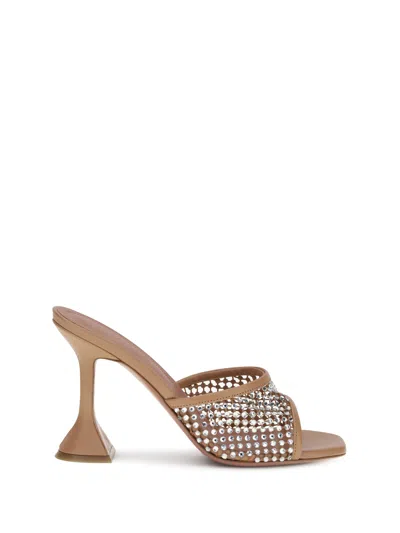 Amina Muaddi Women's Lupita Crystal Net 95 Sandals In Brown