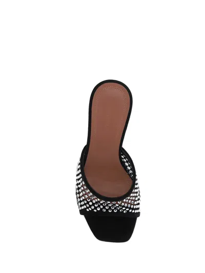 Amina Muaddi Black Lupita Net Mules With Crystals In Black