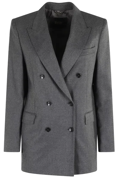 Seventy Double-breasted Gray Blazer With Tailored Silhouette In Gray