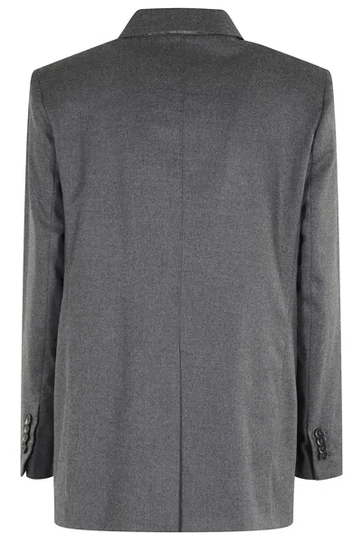 Seventy Double-breasted Gray Blazer With Tailored Silhouette In Gray