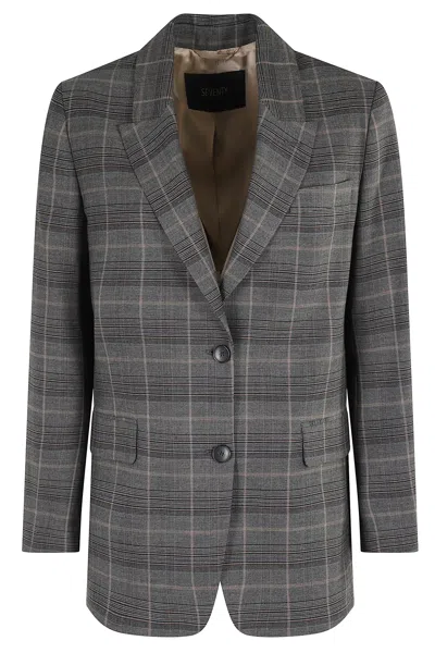 Seventy Check Pattern Blazer With Classic Silhouette In Gray