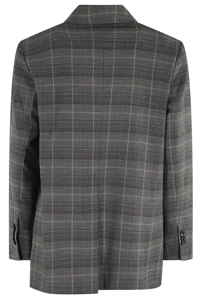 Seventy Check Pattern Blazer With Classic Silhouette In Gray