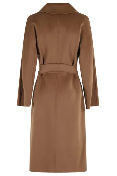 Max Mara Hazelnut Robe Coat In Cashmere Wool And Silk In Brown