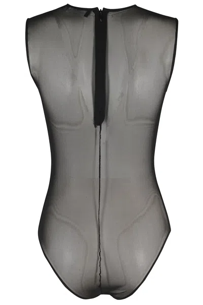 Federica Tosi Draped Tulle Bodysuit With Elegant Gathered Detail In Black