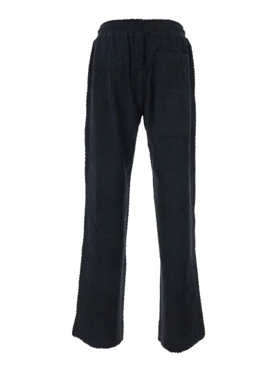 Casablanca Black Pants With All-over Embossed Monogram And Drawstring Waist In Black