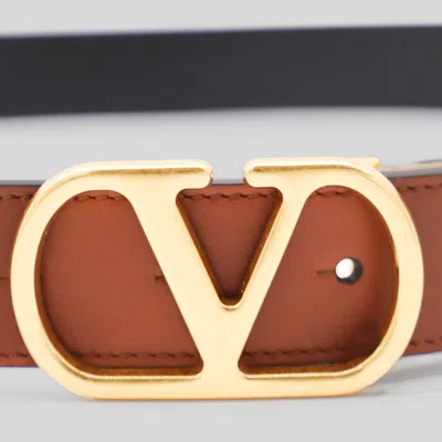 Valentino Garavani Brown Leather Vlogo Signature Reversible Belt
