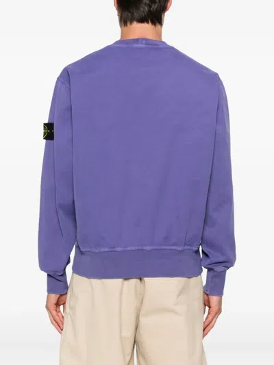 Stone Island Ribbed Crew Neck Sweatshirt In Purple