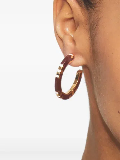 Tory Burch T Stripe Hoop Earrings In Gold