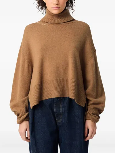 Axel Arigato Turtleneck Split-hem Sweater In Brown