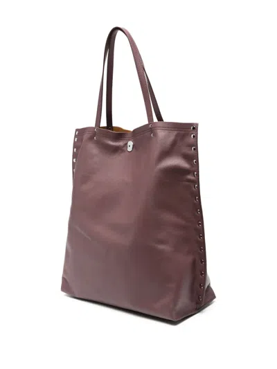 Zanellato Saeta Medium Leather Tote Bag With Studded Detailing In Brown