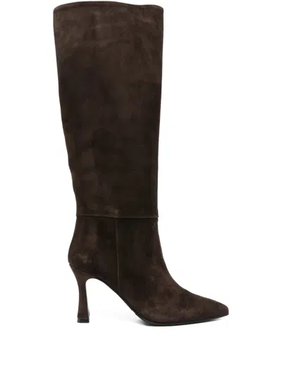 Evaluna 90mm Suede Pointed-toe Knee-high Boots In Brown