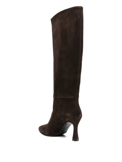 Evaluna 90mm Suede Pointed-toe Knee-high Boots In Brown