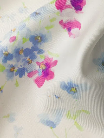 Prada Floral-print Twill Scarf In Blue