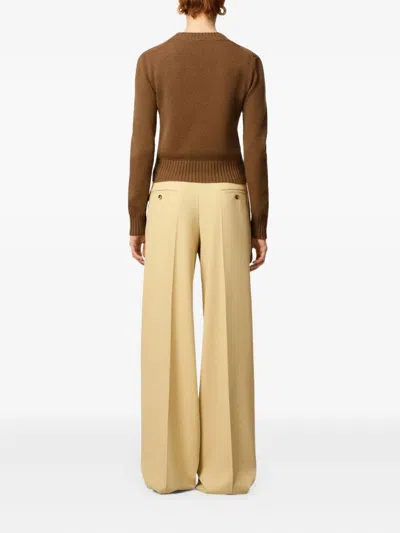 Ami Alexandre Mattiussi Cropped Brown Cashmere Blend Sweater With Heart Detail