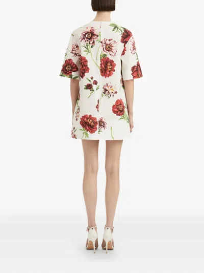 Oscar De La Renta Peony Printed Poplin Shift Dress In Multi