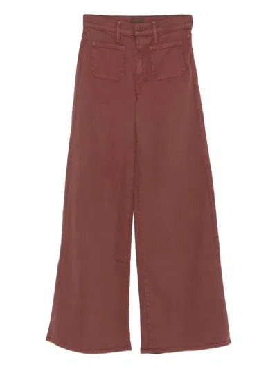 Mother Womens Cats And Dogs The Patch Pocket Undercover Sneak Wide-leg Stretch-denim Jeans In Brown