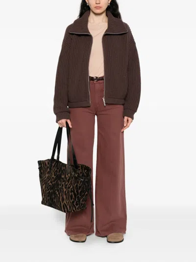 Mother Womens Cats And Dogs The Patch Pocket Undercover Sneak Wide-leg Stretch-denim Jeans In Brown