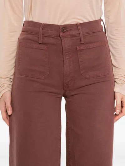 Mother Womens Cats And Dogs The Patch Pocket Undercover Sneak Wide-leg Stretch-denim Jeans In Brown