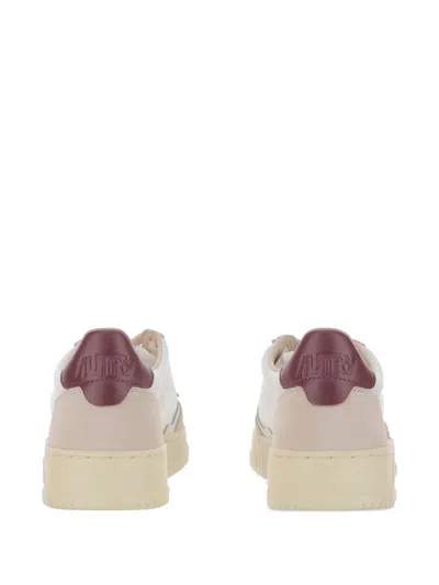 Autry Medalist Low Sneakers In White And Burgundy Suede And Leather In Red