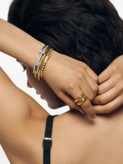 Monica Vinader Signature Link Diamond Bangle Bracelet In Gold