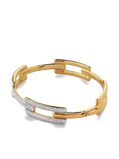 Monica Vinader Signature Link Diamond Bangle Bracelet In Gold