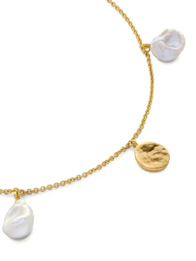 Monica Vinader Womens Capri 18ct Yellow Gold Vermeil And Keshi Pearl Station Bracelet