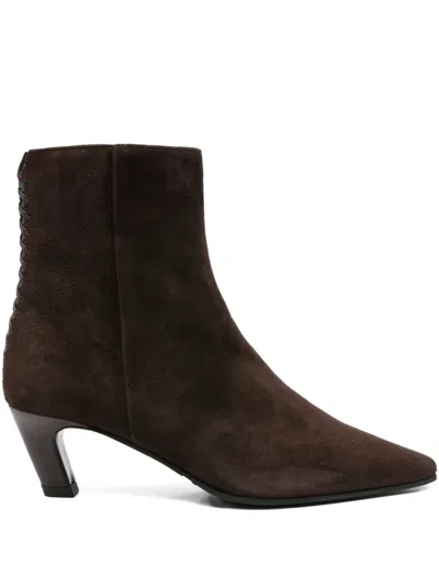 Evaluna 60mm Riverside Pointed-toe Ankle Boots In Brown